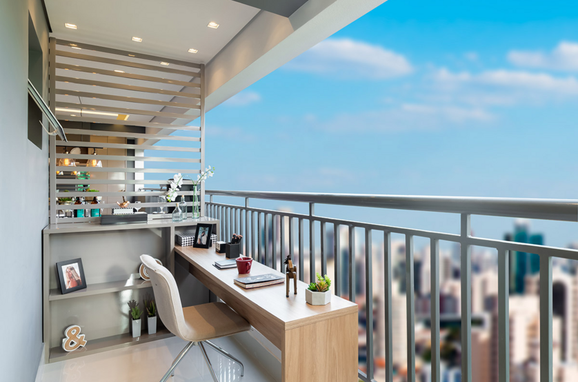 Terraço da suíte master - 115m² (Foto do decorado)