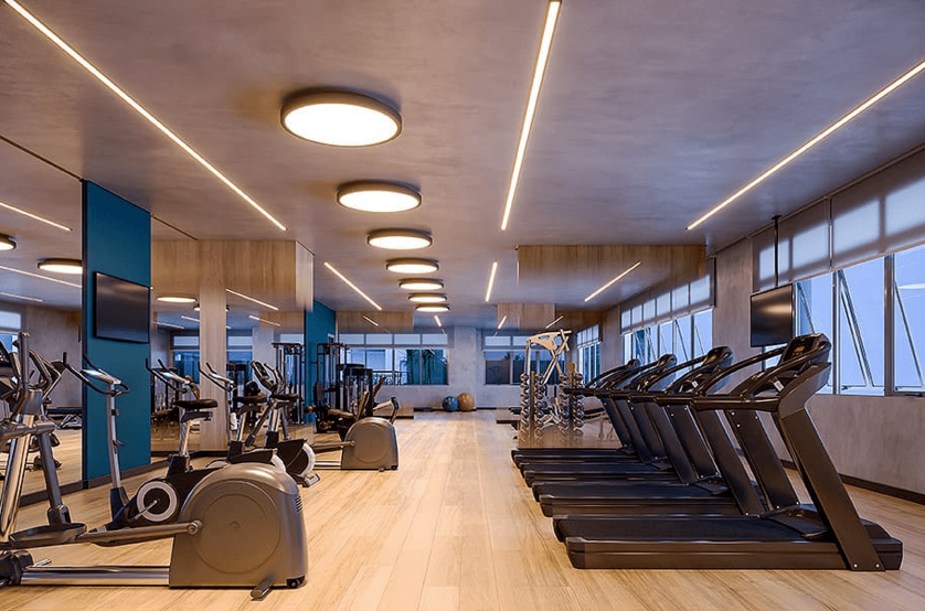 Área fitness com 259m² - 4º pavimento (Perspectiva artística)
