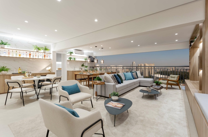 Living ampliado e terraço integrado - 144m² (Foto do decorado)