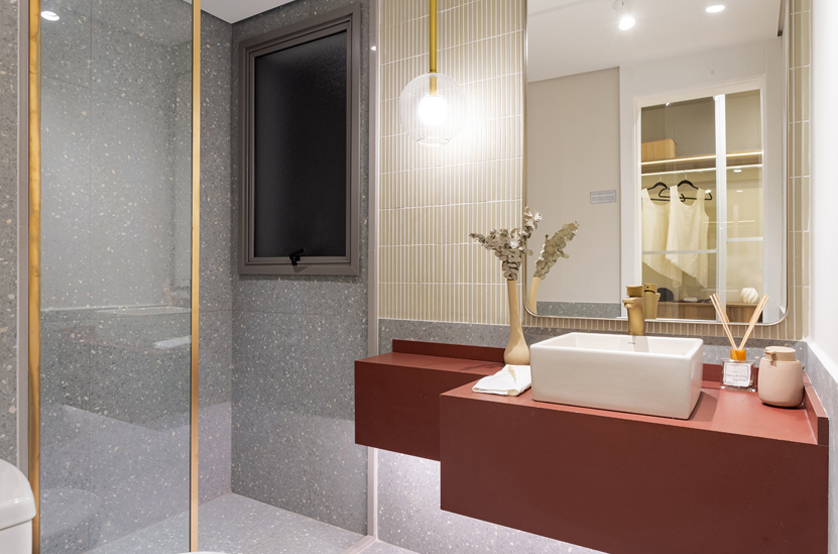 Banheiro da suíte - 95m² (Foto do decorado)