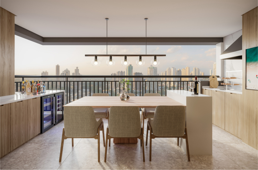 Terraço do apartamento de 91m² (Perspectiva artística)