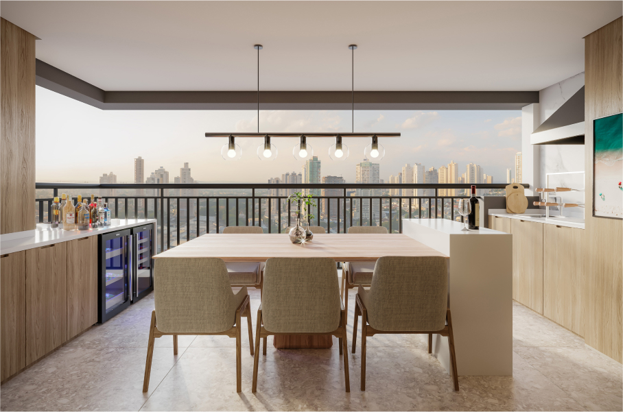 Terraço do apartamento de 91m² (Perspectiva artística)