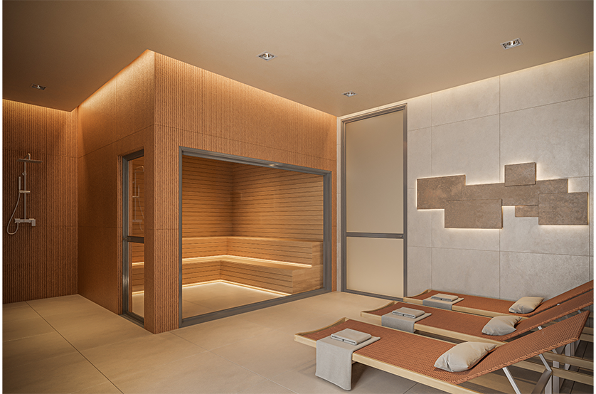 Sauna e descanso sauna (Perspectiva artística)