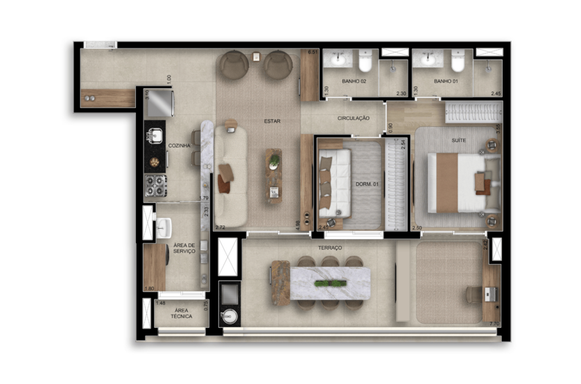 83m² I 2 Dorms (1 suíte) (Perspectiva artística)