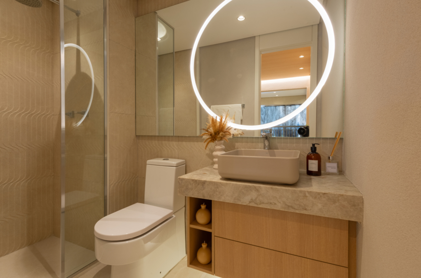 Banheiro da Suíte do apartamento de 83m² (Foto do decorado)