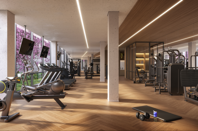 Fitness com 245m² (perspectiva artística)
