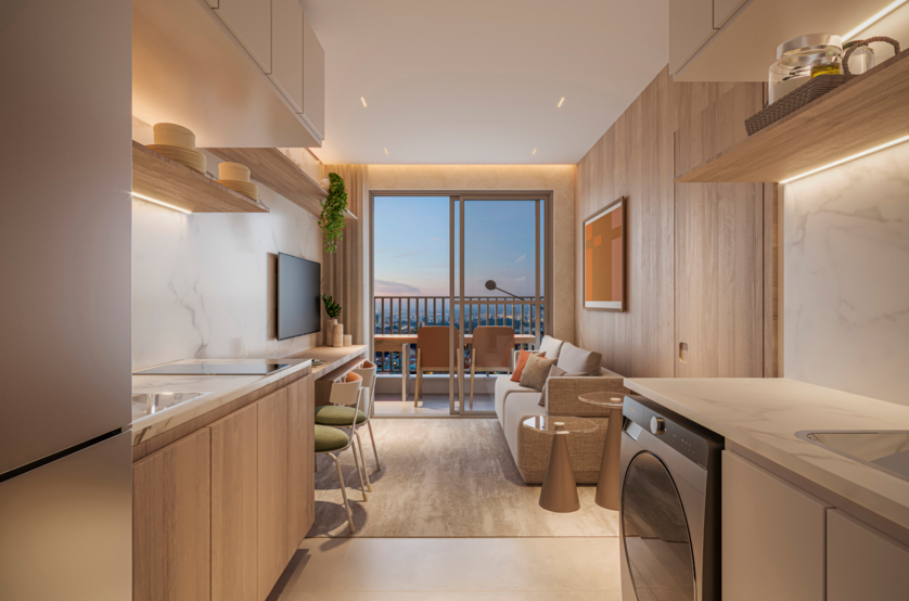 Planta 1 dorm - 30m² - torre 3 (perspectiva artística) 