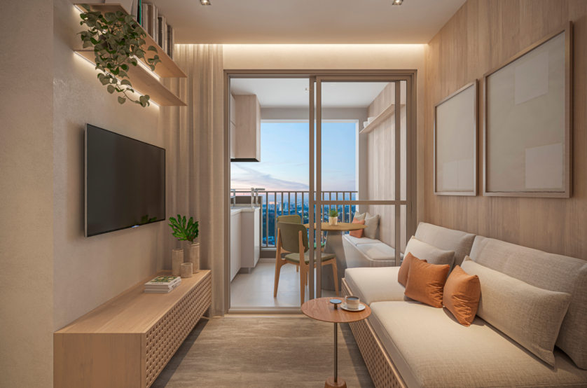 Planta 2 dorms living terraço - 57m² - torre 3 (perspectiva artística) 