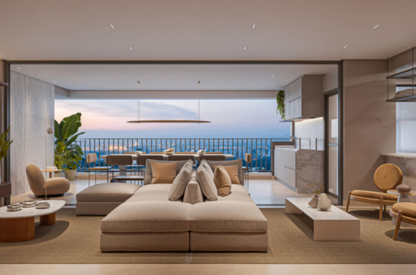 Living 4 suítes - apto 179m² (perspectiva artística) 