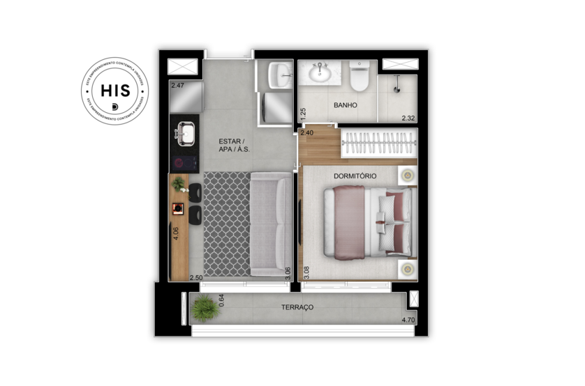 1 dorm - 30m² - Final 08 - Torre 2
