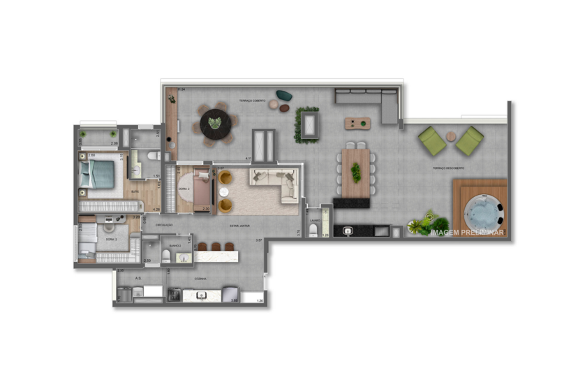 187m² | Penthouse (perspectiva preliminar) 