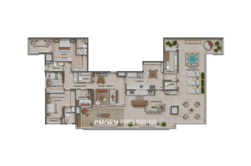 278m² | Penthouse (perspectiva preliminar) 