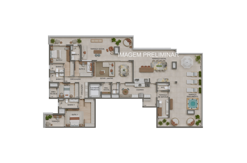 327m² | Penthouse (perspectiva preliminar) 