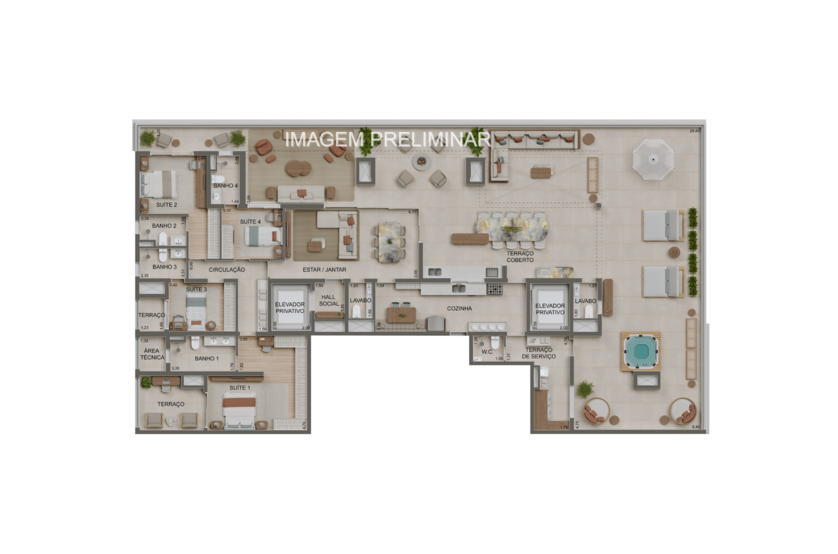 389m² | Penthouse (perspectiva preliminar) 