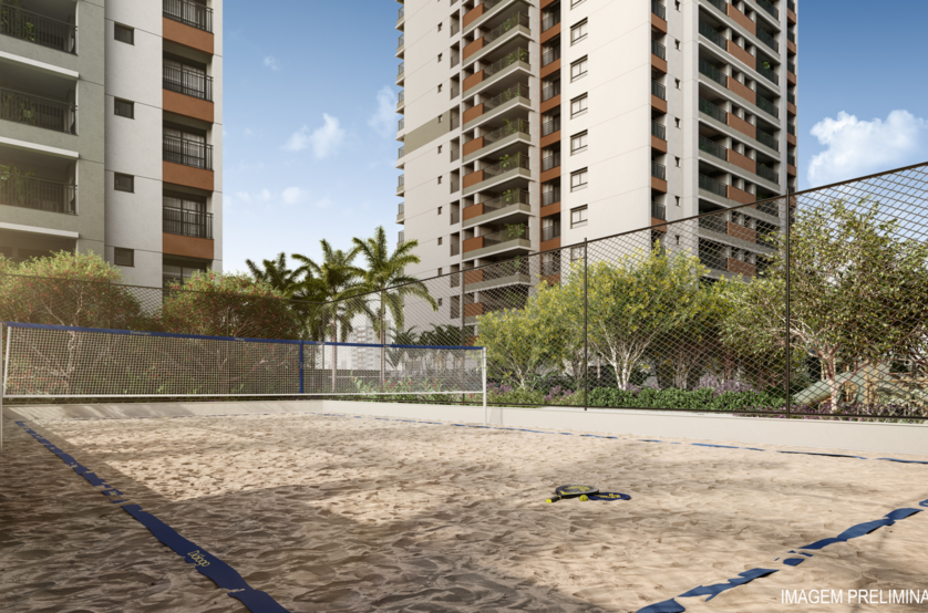 Quadra de Beach tennis - torre 1 e 2 (perspectiva preliminar) 