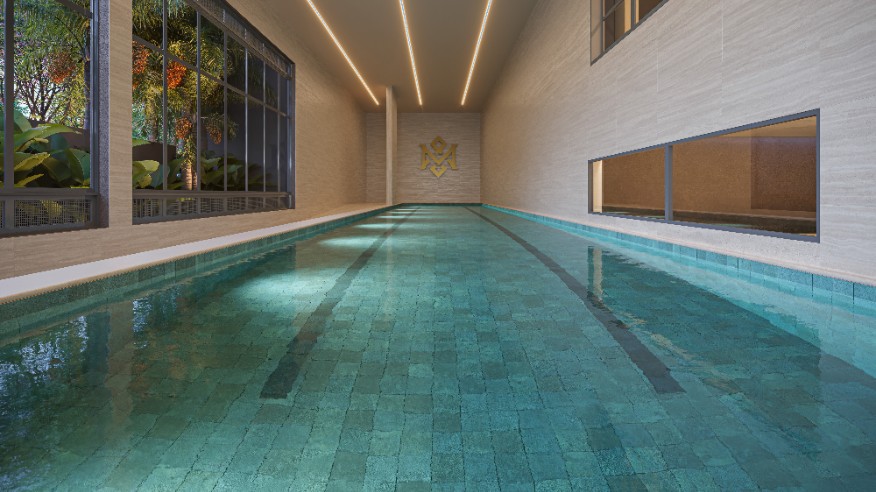 Piscina coberta aquecida - torre 1 e 2 (Perspectiva artística)