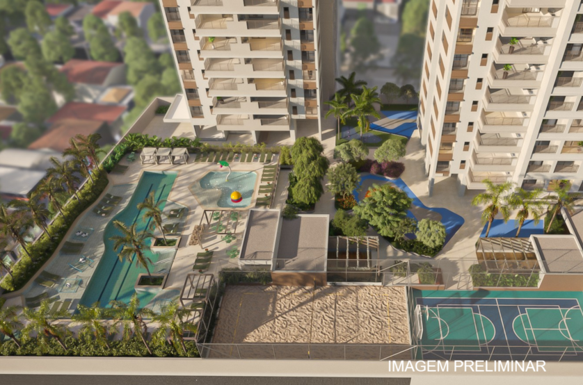Resort elevado no 5º pavimento (Perspectiva preliminar) 
