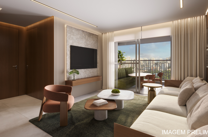 56m² | 2 dorms. (perspectiva preliminar) 
