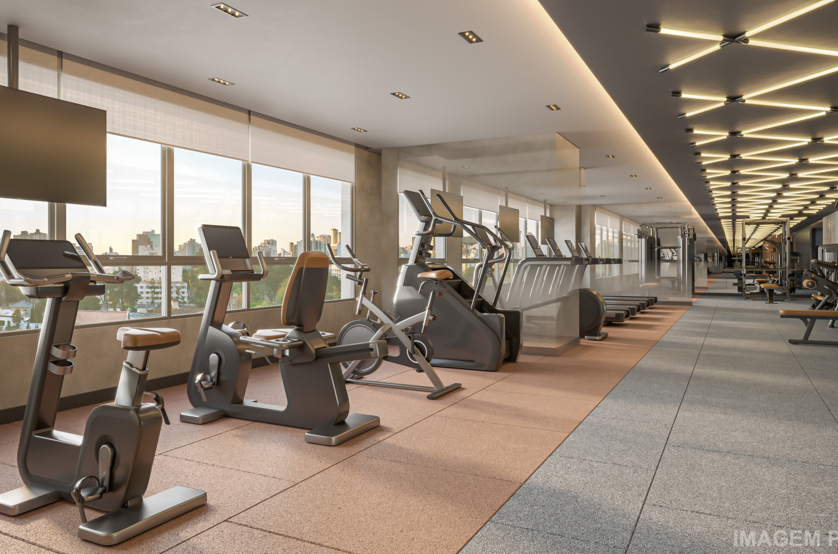 Fitness com 197m²  (perspectiva preliminar) 