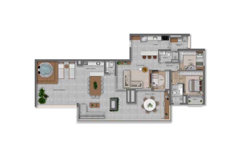 187m² | 2 Dorms (1 suíte) (perspectiva artística) 