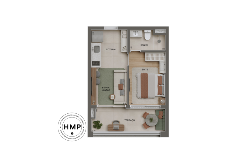36m² | 1 Dorms. (Perspectiva artística) 