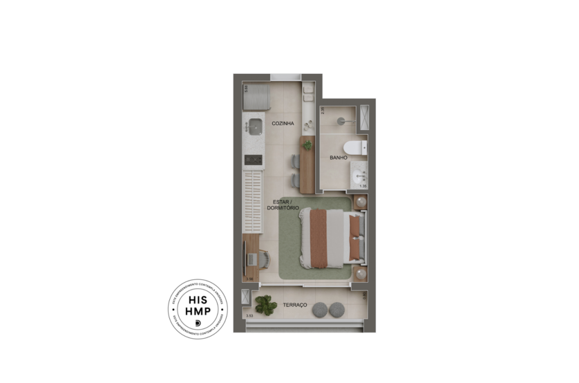 26m² | Studios (Perspectiva artística) 