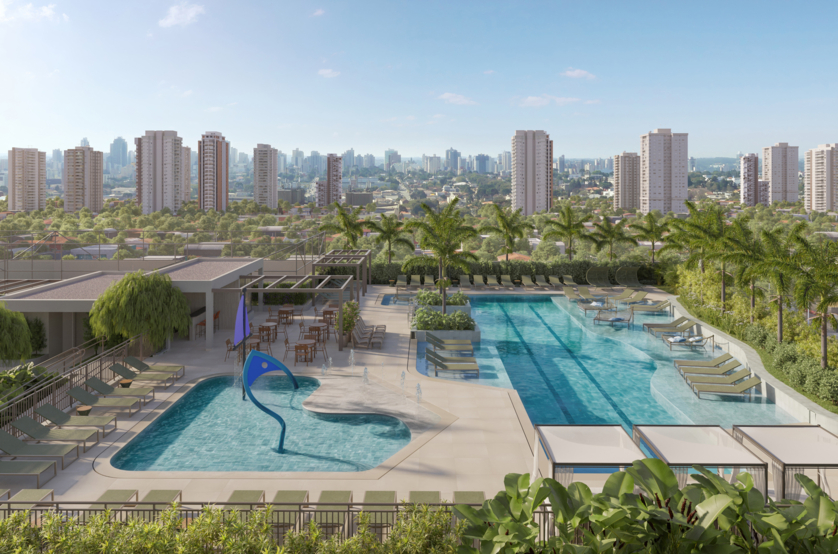 Parque Aquático | piscina c/ raias de 25m² (Perspectiva artística)
