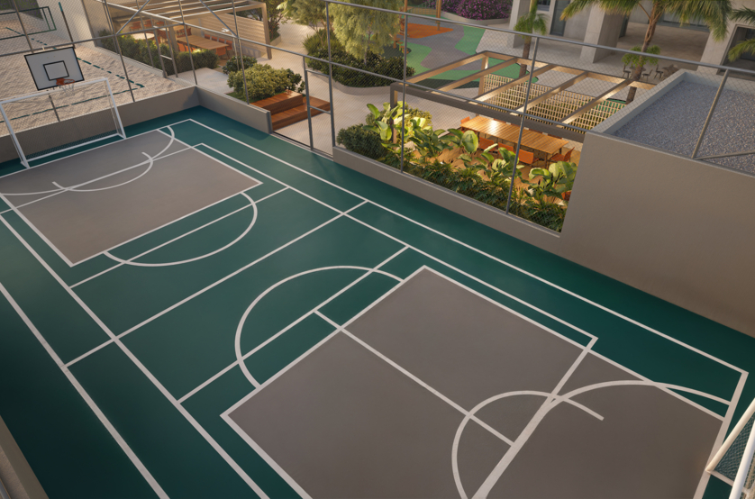 Quadra recreativa c/ marcação para Pickleball (Perspectiva artística)