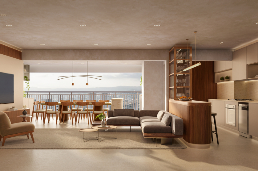 Living 3 suítes - apto 147m² (Perspectiva artística)