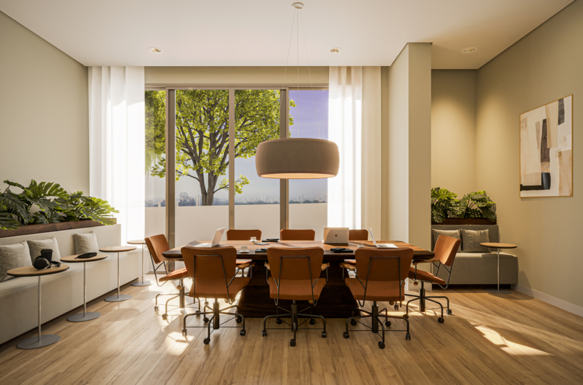 Coworking com terraço (Perspectiva artística) 