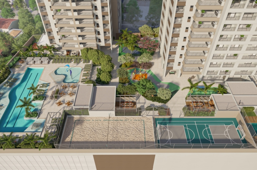 Resort elevado no 5º pavimento (Perspectiva artística) 