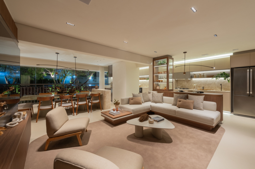 Living do apartamento de 147m² (Foto do decorado)