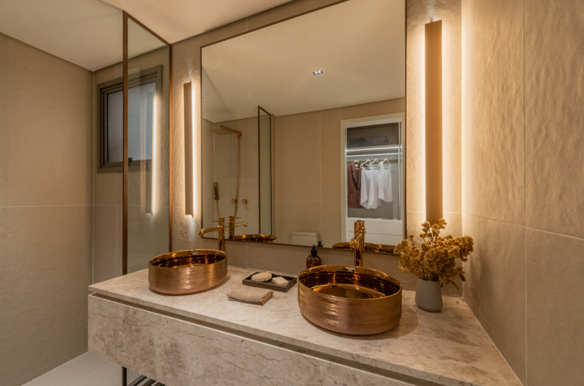 Banheiro da suíte principal - 147m² (Foto do decorado)