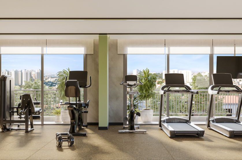 Fitness com 120m² (perspectiva artística)