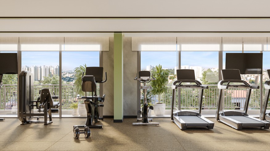 Fitness com 120m² (Perspectiva artística)