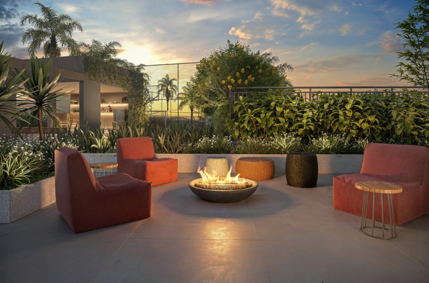 Lounge lareira (perspectiva artística) 