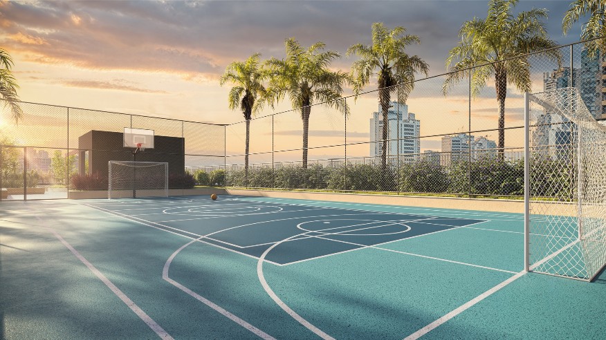 Quadra recreativa c/ marcação para pickleball (Perspectiva artística)