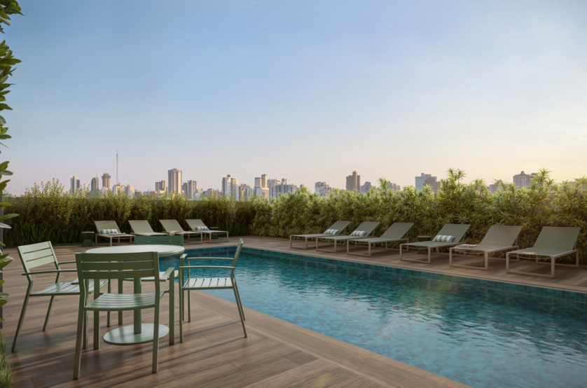 Piscina Adulto e solarium (perspectiva artística)