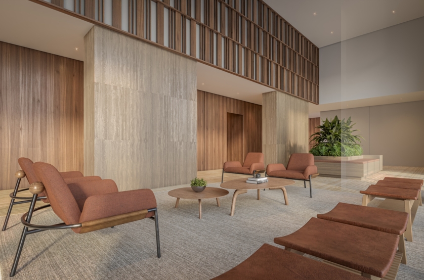 Lobby c/ pé-direito duplo (Perspectiva artística) 