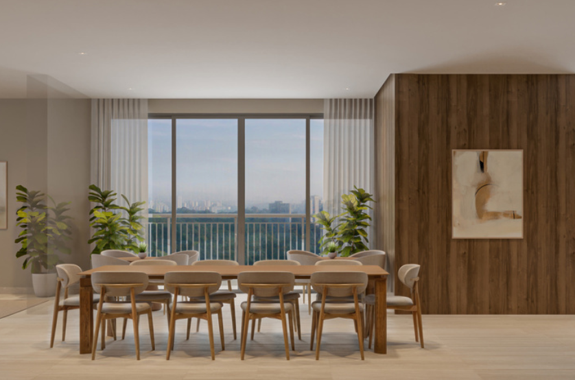 Salão de festas c/ copa, terraço, espaço para bar com 230m² (Perspectiva artística)