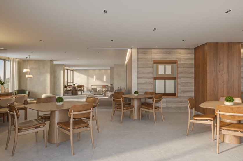 Salão de festas c/ 125m² (perspectiva artística) 