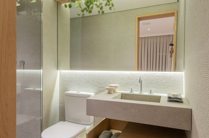 Banheiro da suíte 02 - apto 120m² (Foto do decorado)