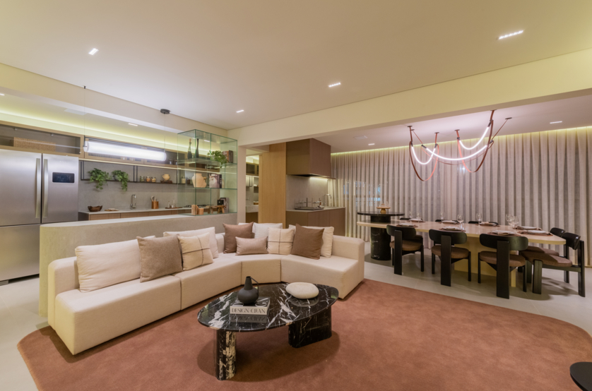 Living do apartamento de 120m² (Foto do decorado)