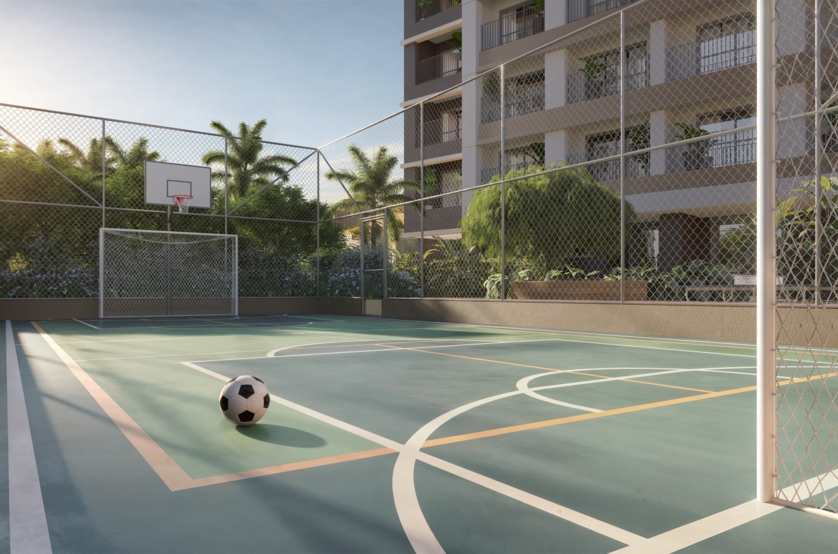 Quadra recreativa c/ marcação para pickleball(perspectiva artística) 