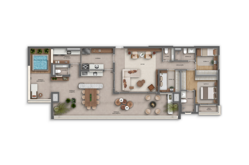 174m² | 3 Dorms. (1 suíte) (perspectiva artística) 