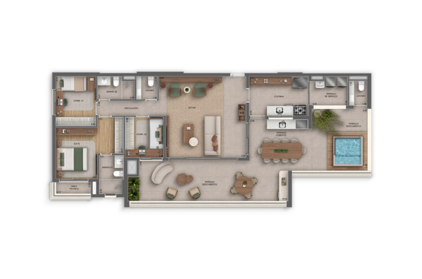 152m² | 3 Dorms. (1 suíte) (perspectiva artística) 