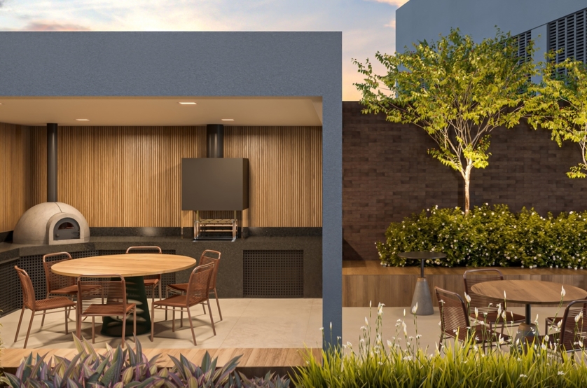 Churrasqueira c/ forno de pizza (perspectiva artística) 