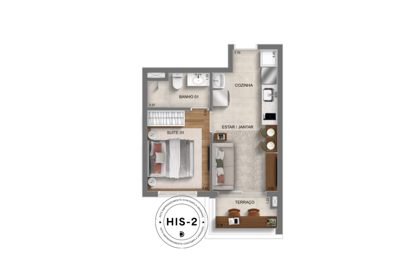 30m² 1 suíte  - torre 3 (perspectiva artística) 