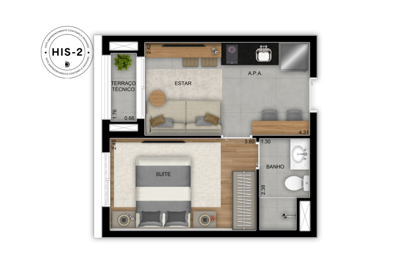 Planta da suíte - 28m² - Final 7