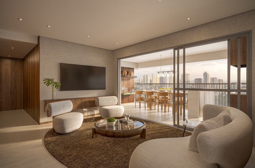 Living terraço 3 suítes - 131m² (Perspectiva artística)